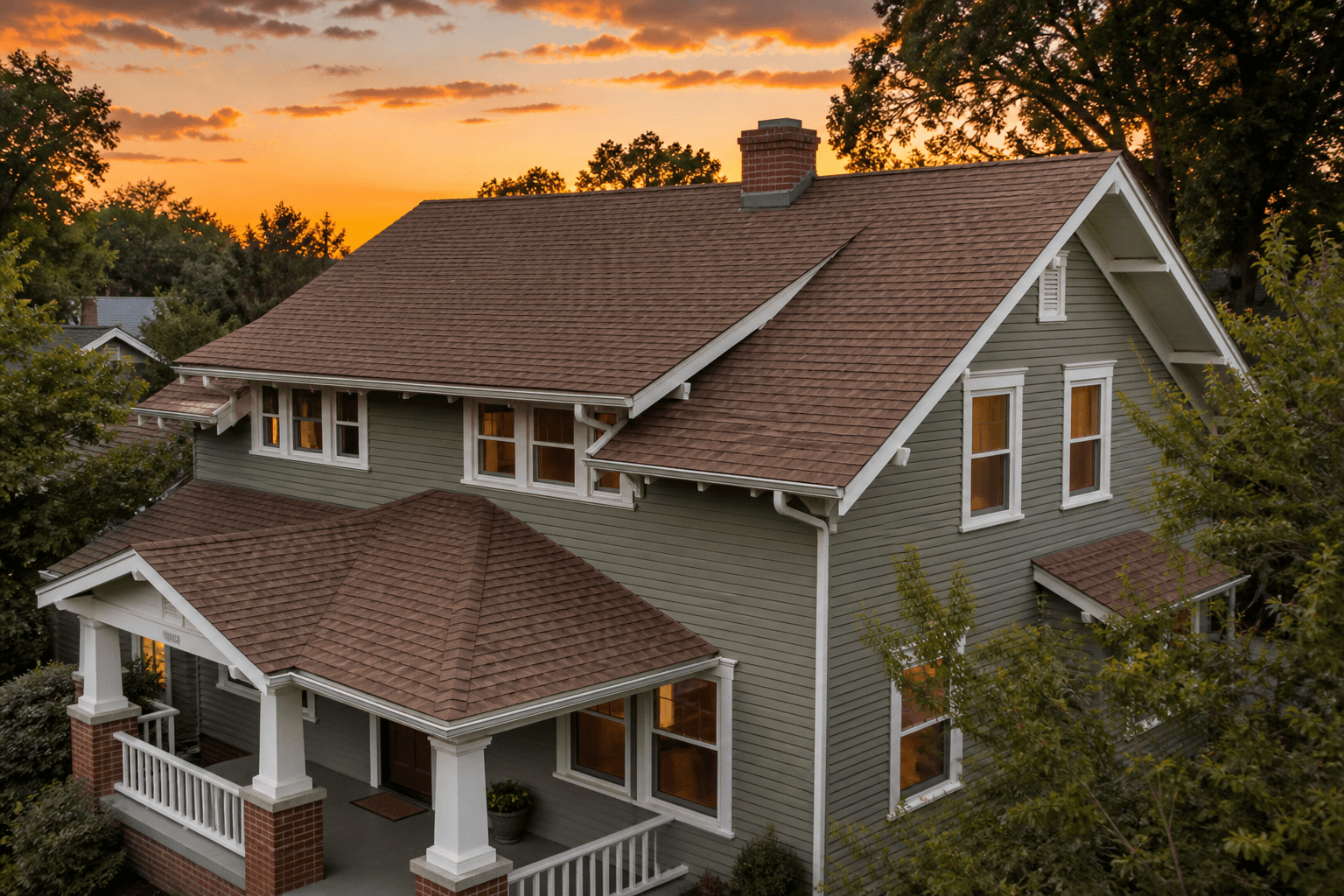 The same Craftsman with a new brown architectural roof