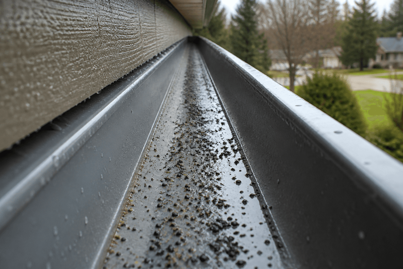 Granules in a gutter