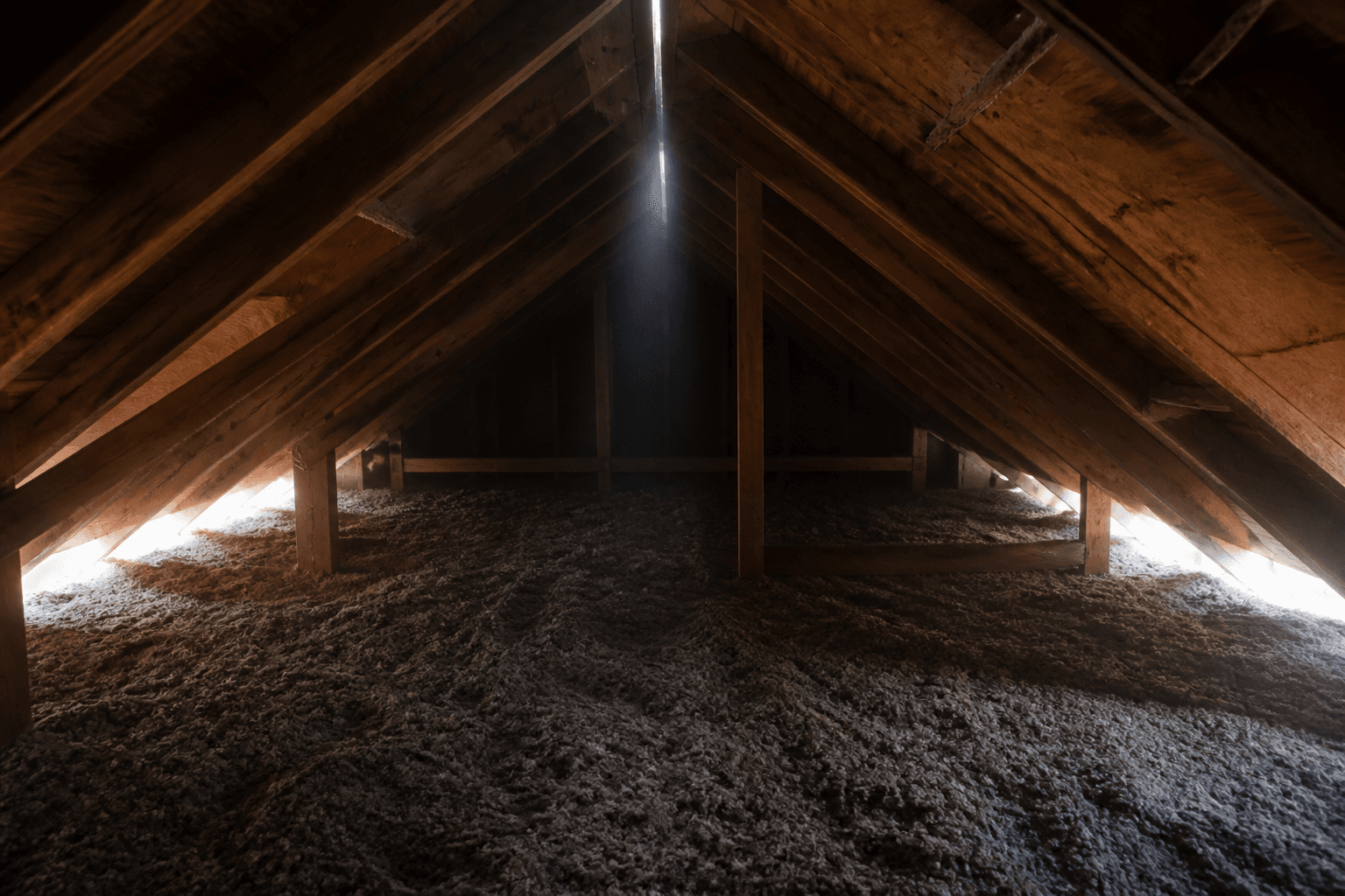 Attic: light at both eaves and a slit of light at the ridge